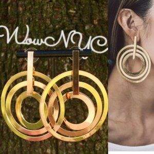 New Gold Chunky Multi Layer Circle‎ Dart Earrings